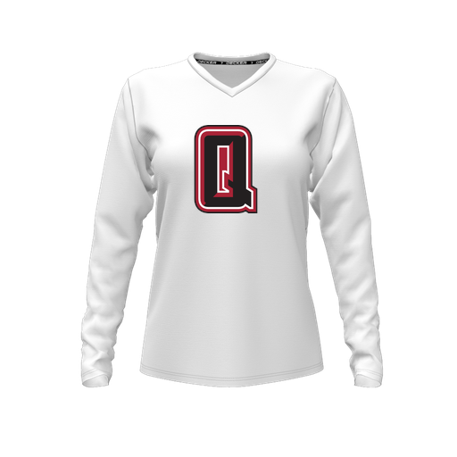 [FTLVCFWH-FYXS-LOGO2] Decker Comfort T-Shirt (Female Youth XS, White, V Neck, Logo 2, Long Sleeve)