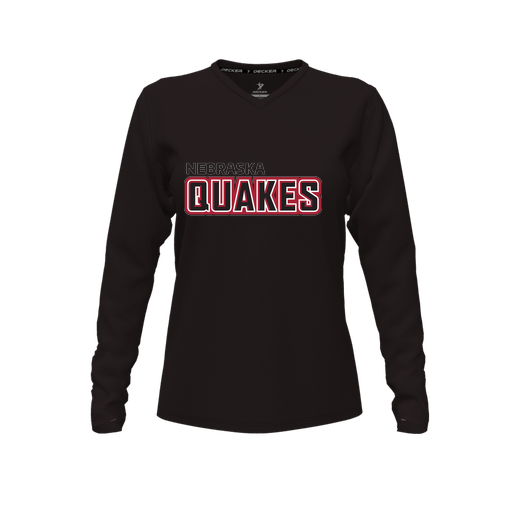 [FTLVCFBK-FYXS-LOGO1] Decker Comfort T-Shirt (Female Youth XS, Black, V Neck, Logo 1, Long Sleeve)