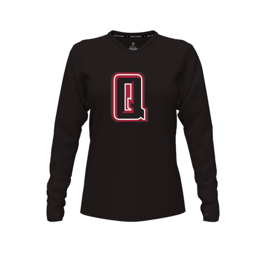 [CUS-DFW-TEES-CMF-VNK-LSL-BLK-FYXS-LOGO2] Decker Comfort T-Shirt (Female Youth XS, Black, V Neck, Logo 2, Long Sleeve)