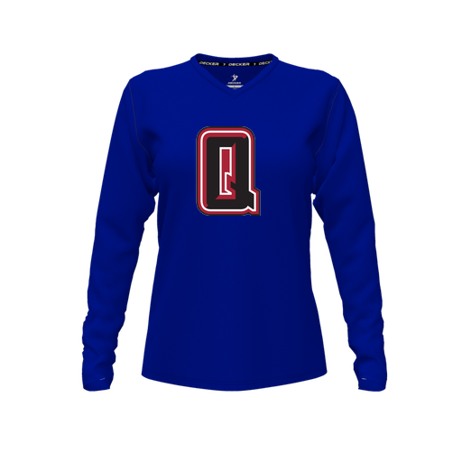 [CUS-DFW-TEES-CMF-VNK-LSL-RYL-FYXS-LOGO2] Comfort T-Shirt (Female Youth XS, Royal, V Neck, Logo 2, Long Sleeve)