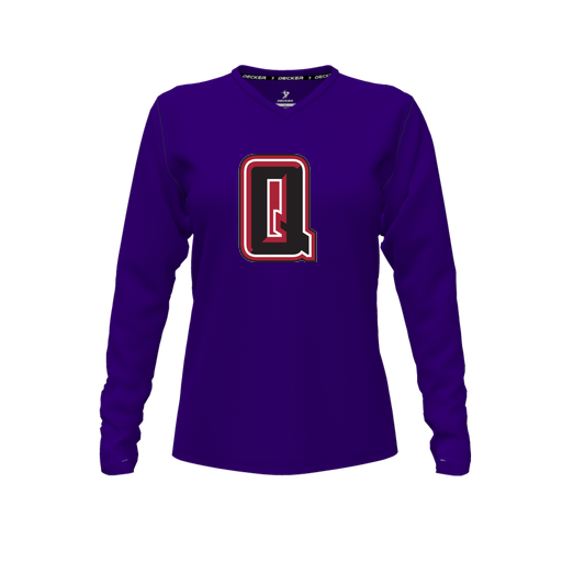[CUS-DFW-TEES-PER-VNK-LSL-PUR-FYXS-LOGO2] Performance T-Shirt (Female Youth XS, Purple, V Neck, Logo 2, Long Sleeve)