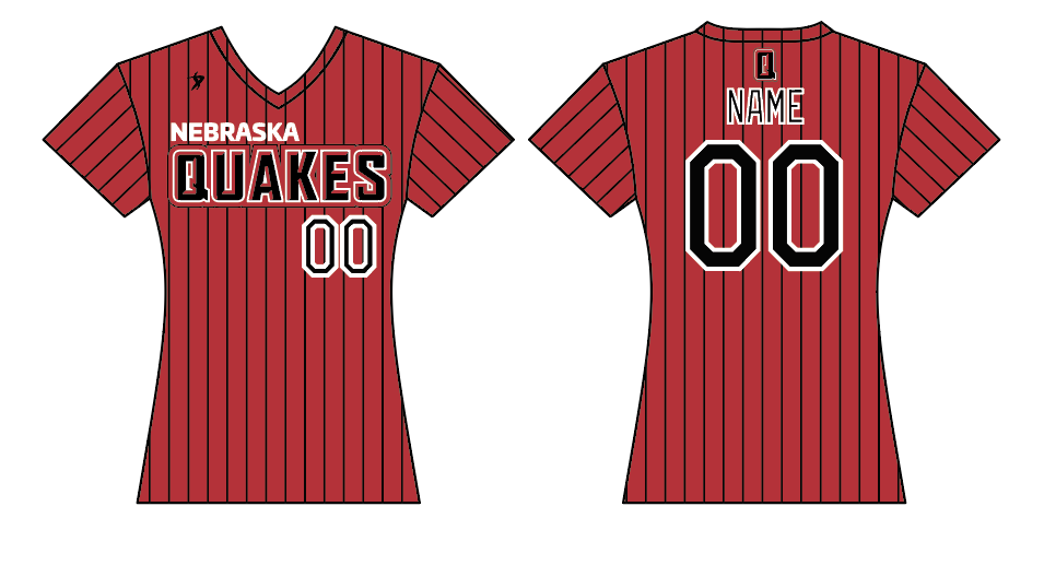 Nebraska Quakes - 9U Buchanan - Red Pinstripe Jersey